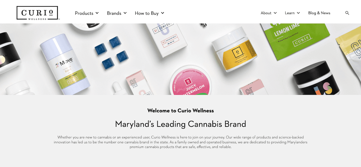 Curio Wellness cannabis website