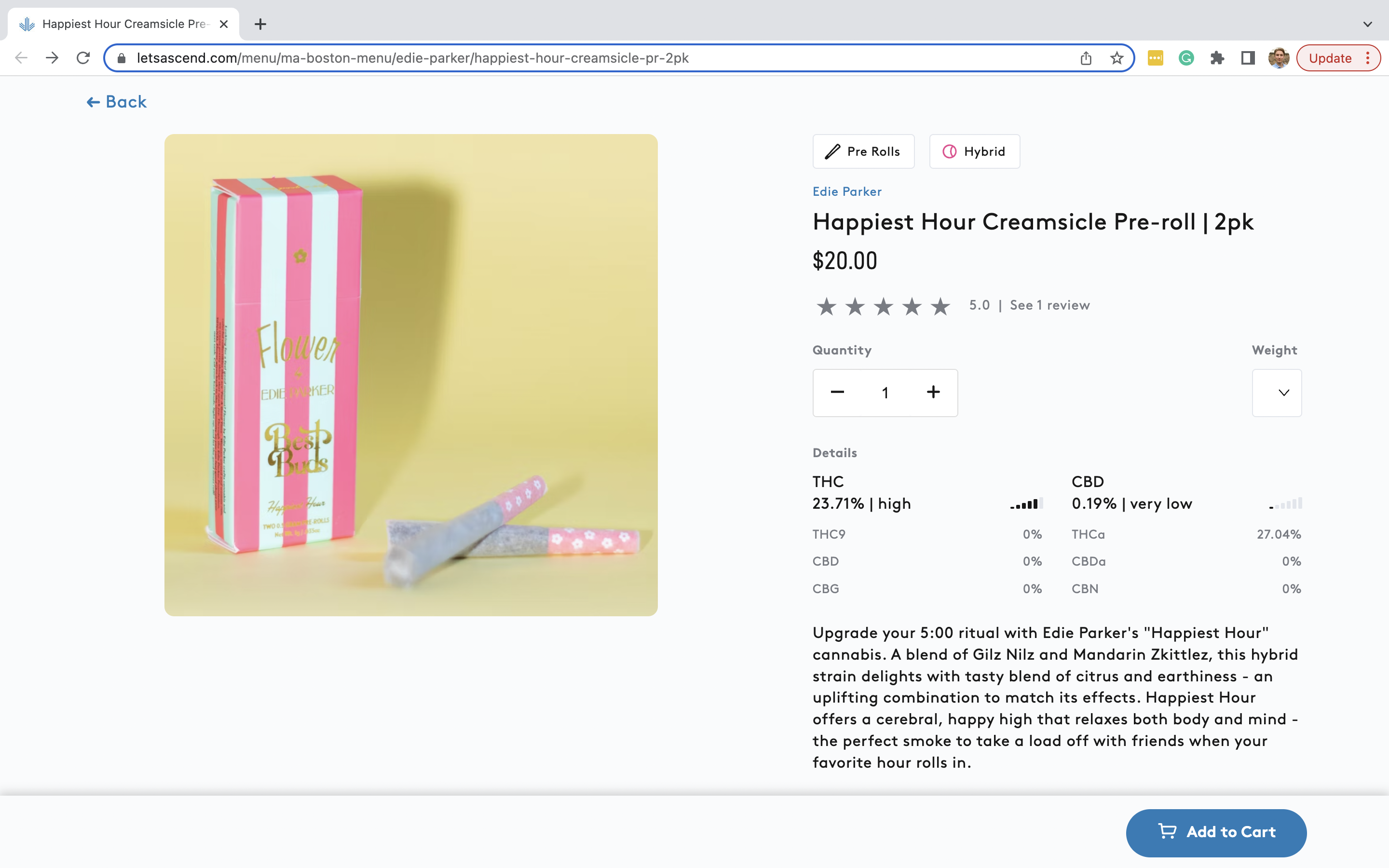 Ascend cannabis dispensary menu