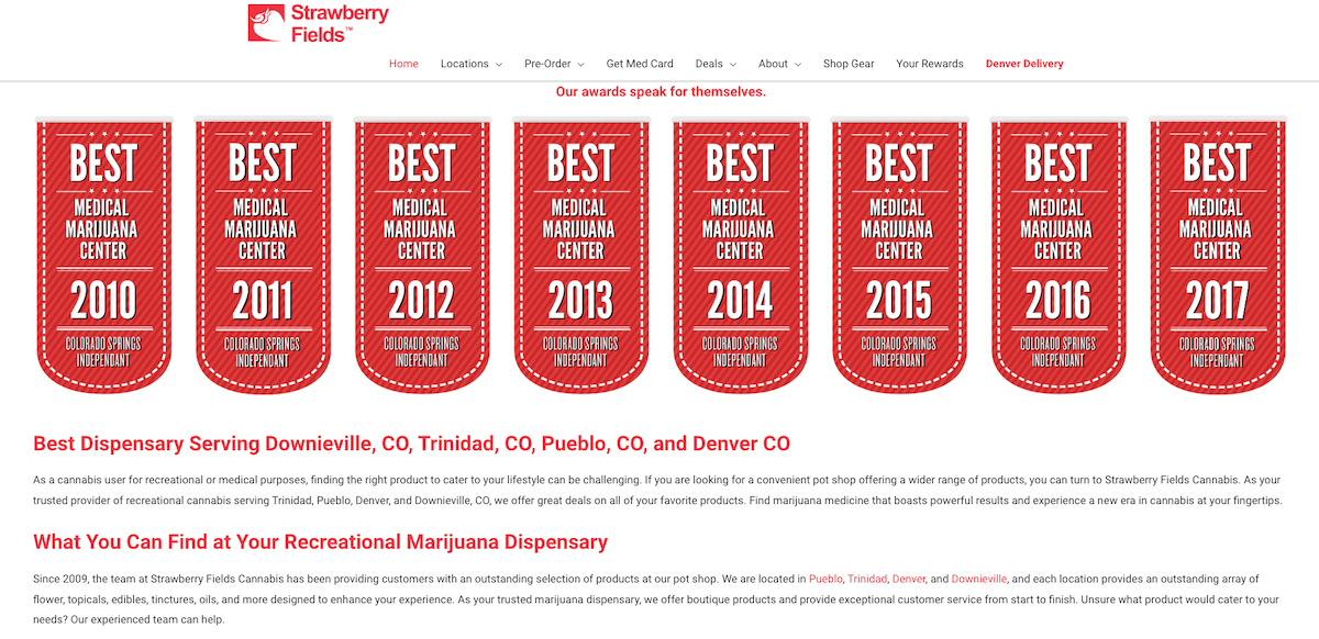 Strawberry Fields dispensary website