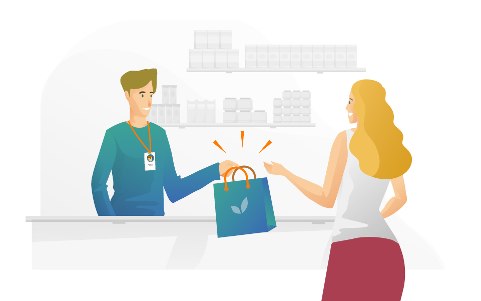 Self-serve dispensary customer pays for their order