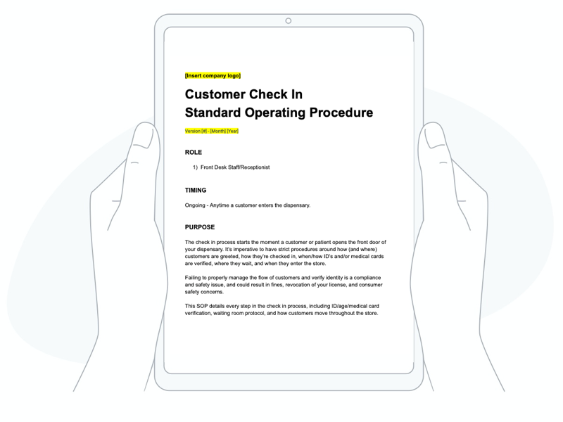 Download the free dispensary customer check in SOP