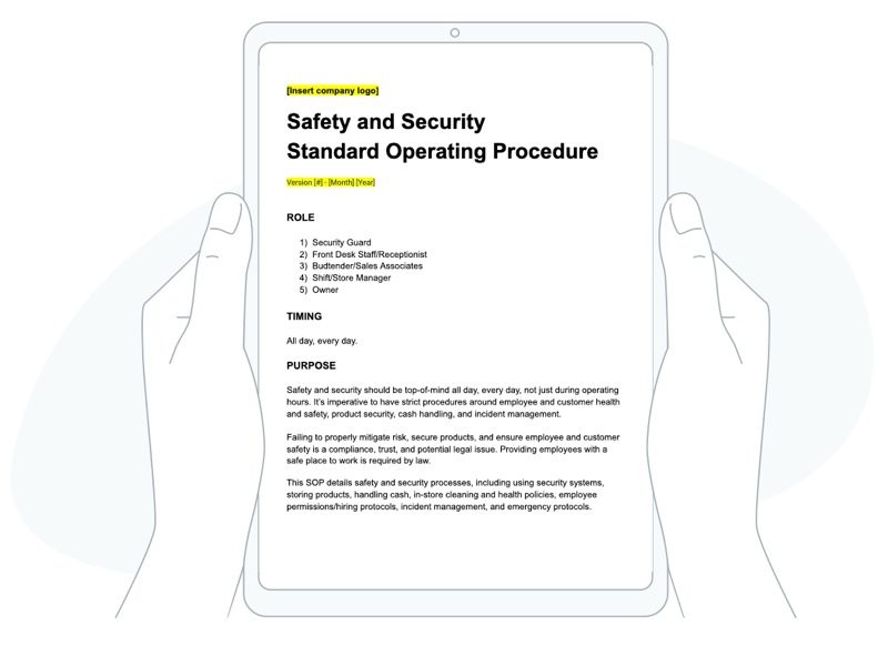 dispensary safety and security SOP template