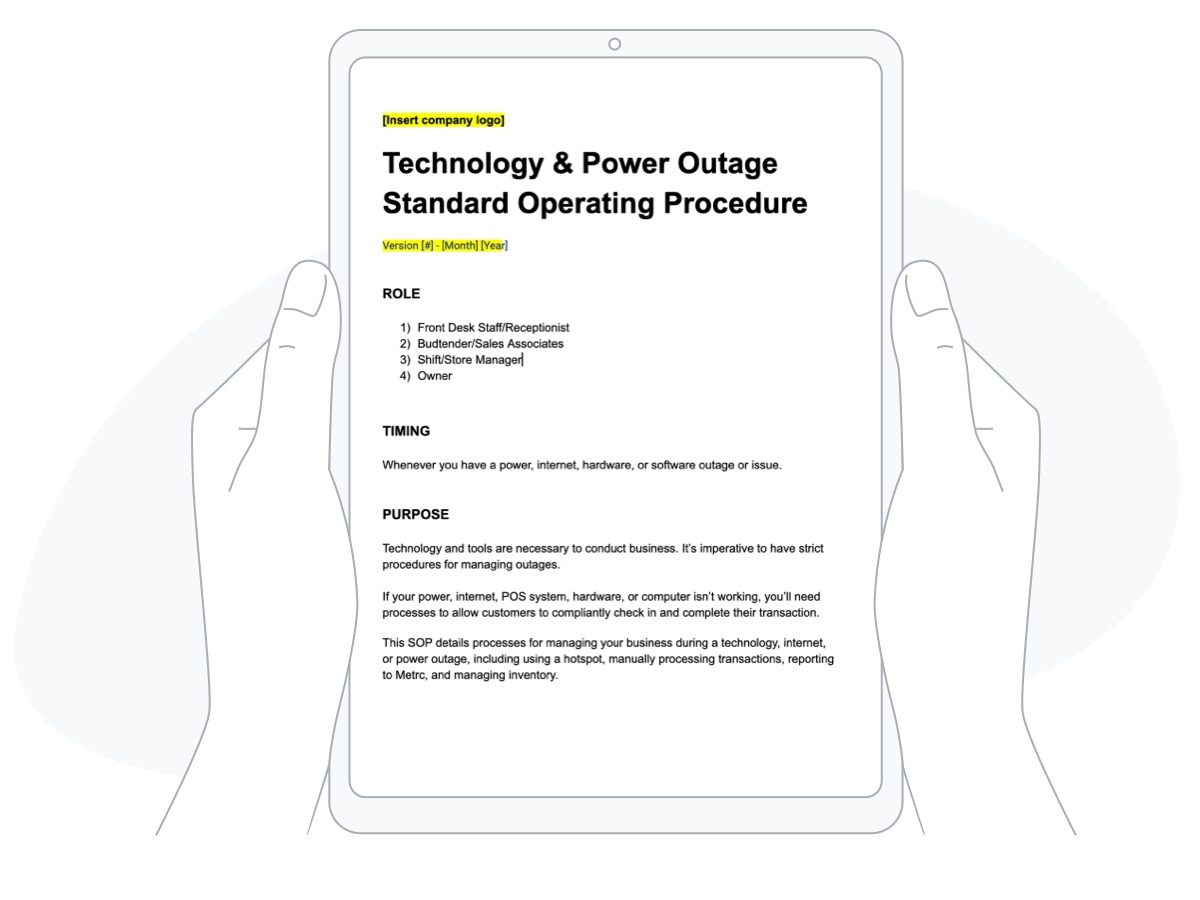 Tech and power outage standard operating procedures for dispensaries
