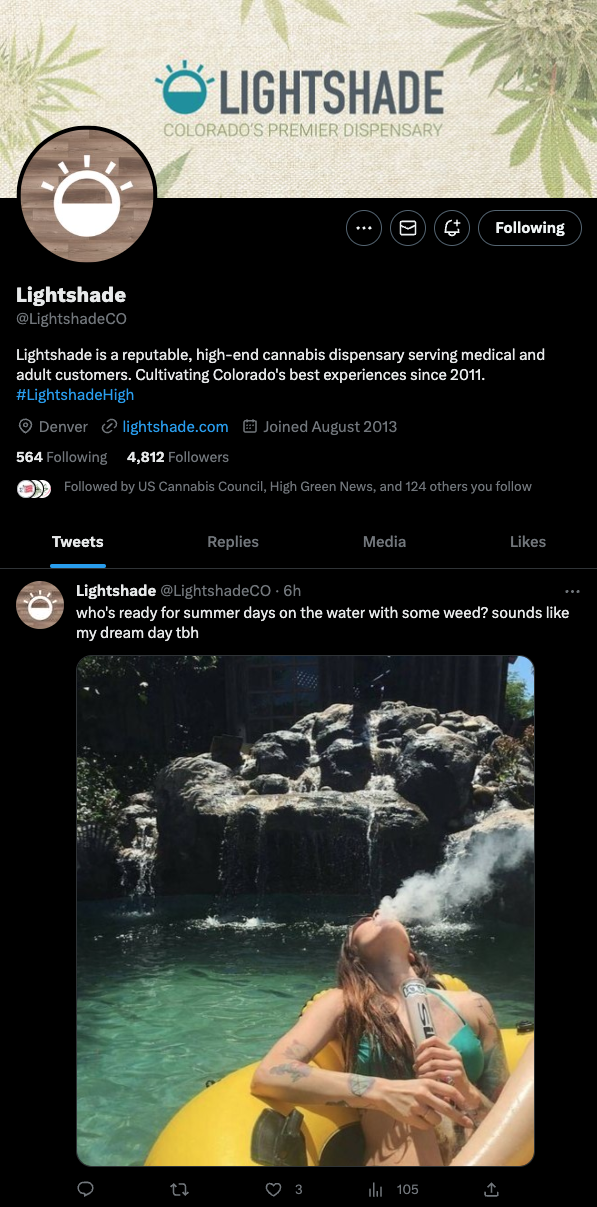 Lightshade dispensary twitter account