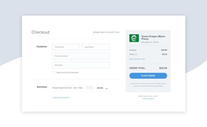 dispensary place an order online