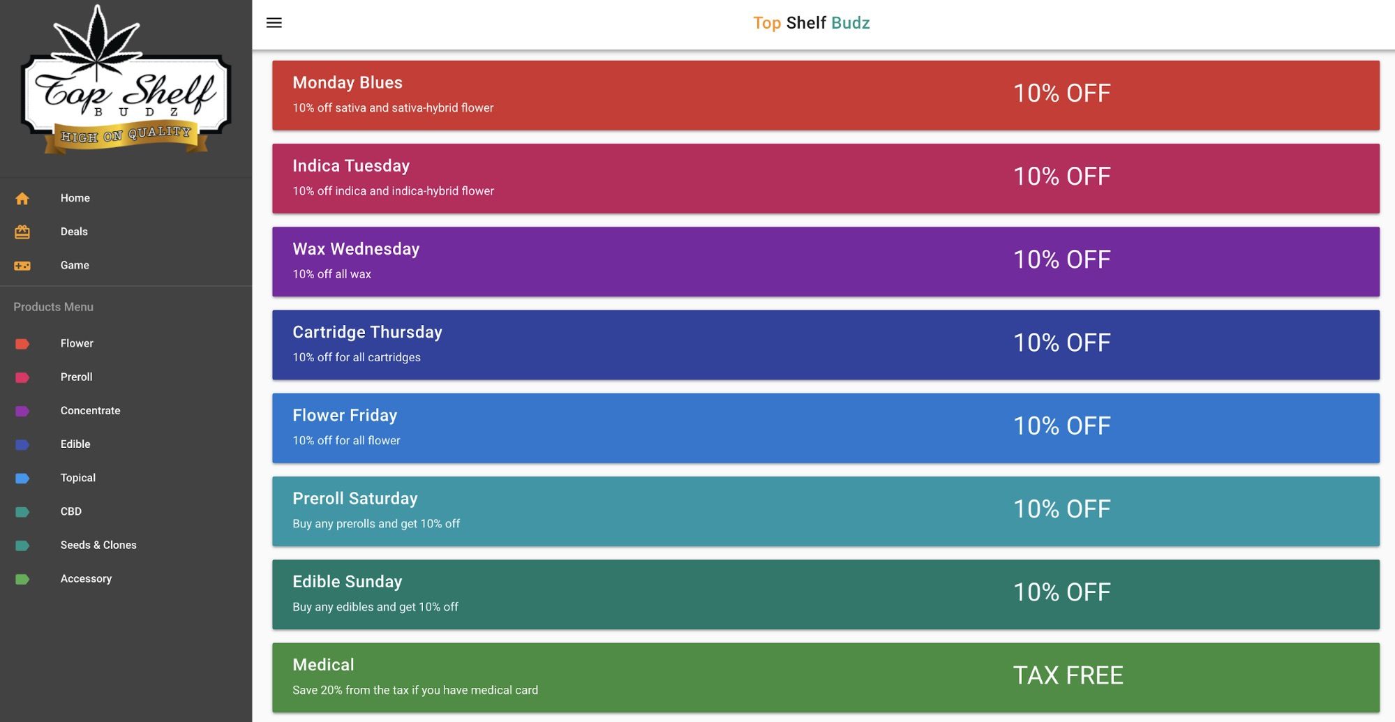cannabis dispensary specials menu cannabis dispensary specials menu